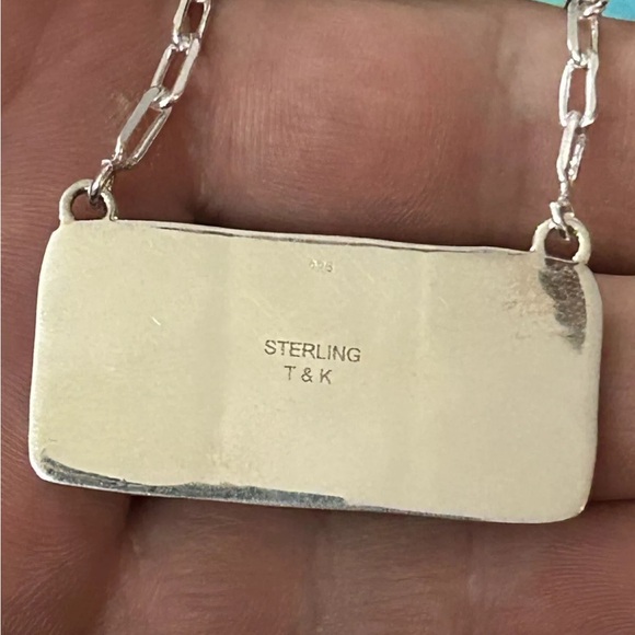 STERLING SILVER NATIVE AMERICAN SW LAPIS BAR NECKLACE PAPER CLIP CHAIN .925 - Picture 9 of 9